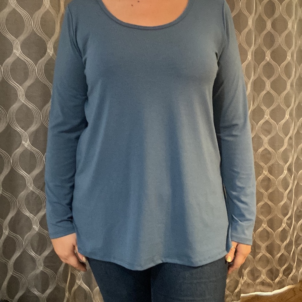 Lularoe Lynnae long sleeve tee slate blue size 2XL